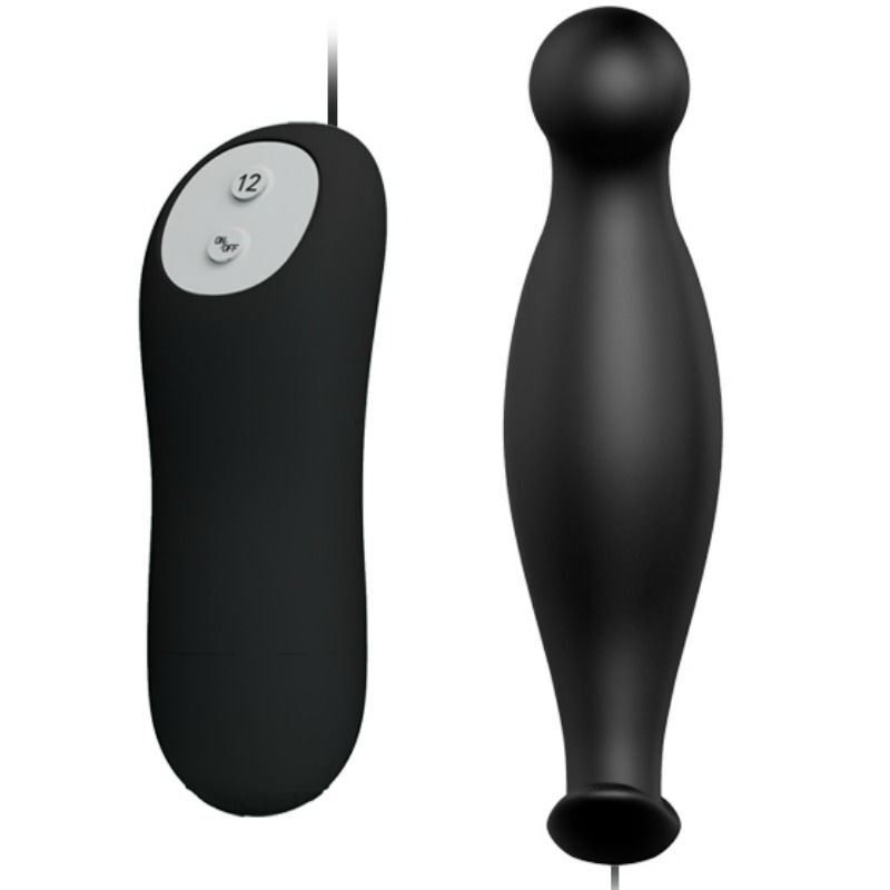 PRETTY LOVE - SILICONE ANAL PLUG 12 VIBRATION MODES BLACK - Imagen 2