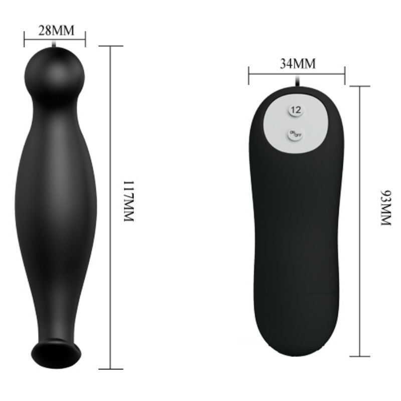 PRETTY LOVE - SILICONE ANAL PLUG 12 VIBRATION MODES BLACK - Imagen 4