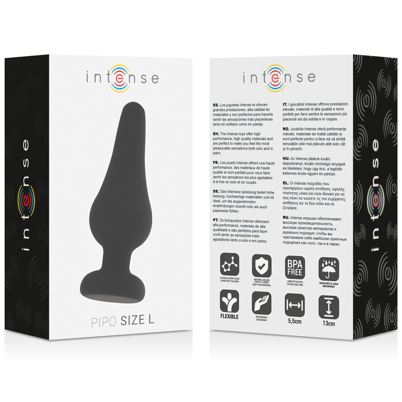 INTENSE - ANAL PLUG PIPO L BLACK SILICONE 13 CM - Imagen 4