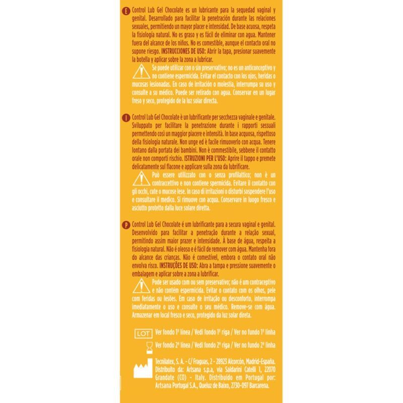 CONTROL - LUB GEL CHOCOLATE LUBRICANT 75 ML - Imagen 2