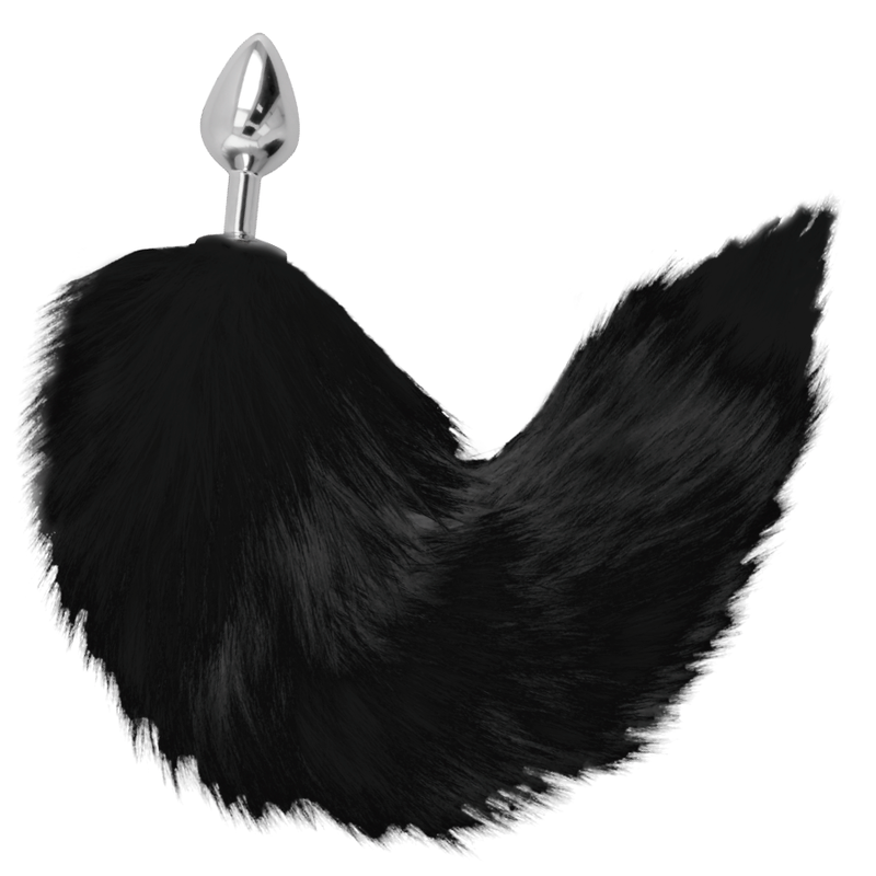 DARKNESS - SILVER ANAL PLUG 8 CM WITH BLACK TAIL - Imagen 2