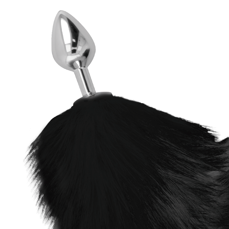 DARKNESS - SILVER ANAL PLUG 8 CM WITH BLACK TAIL - Imagen 3