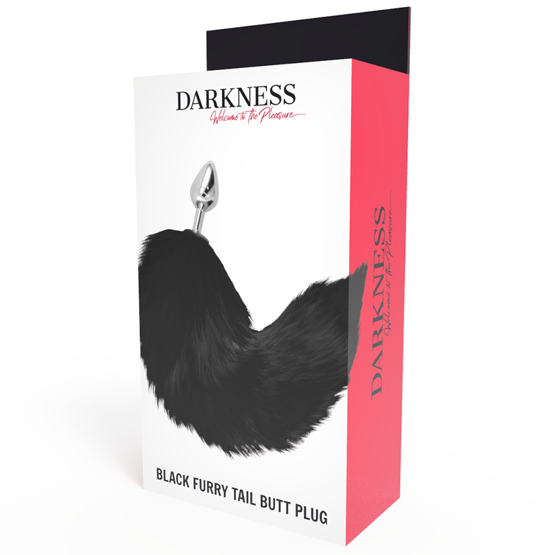 DARKNESS - SILVER ANAL PLUG 8 CM WITH BLACK TAIL - Imagen 4