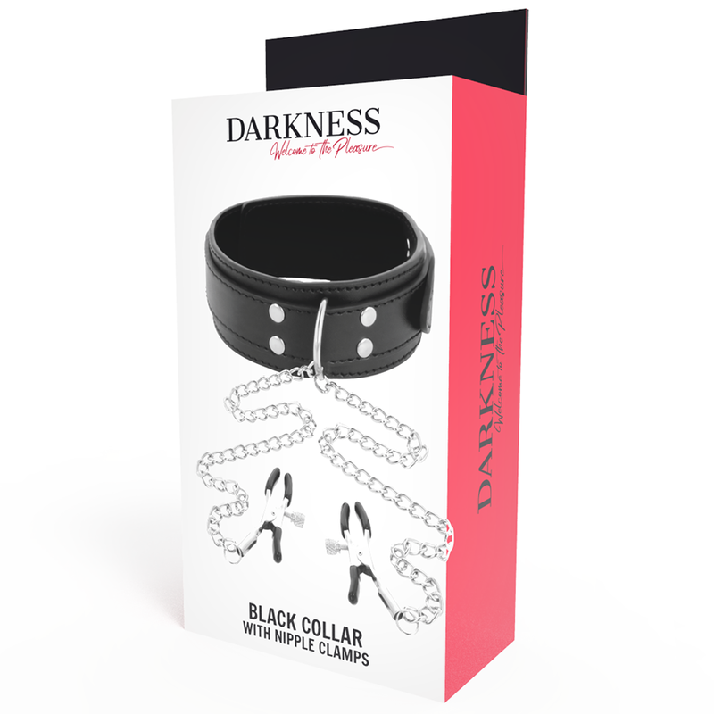 DARKNESS - COLLAR WITH NIPPLE CLAMPS BLACK - Imagen 4