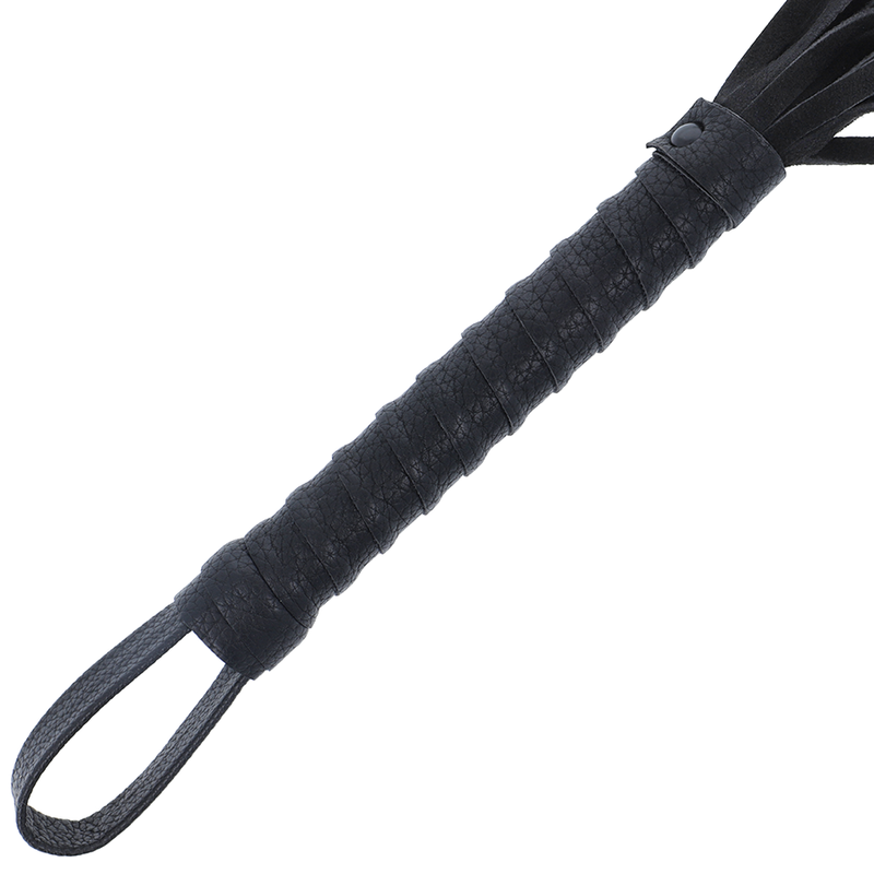 DARKNESS - BLACK BONDAGE WHIP WITH LEATHER HANDLE - Imagen 2