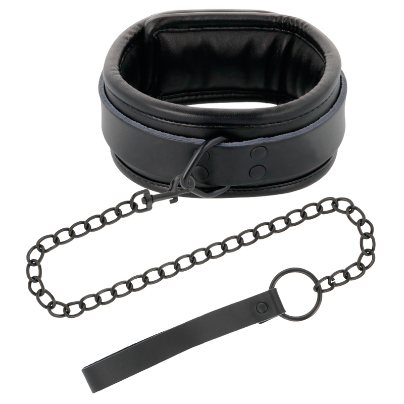 DARKNESS - BLACK LEATHER HANDCUFFS AND COLLAR - Imagen 4