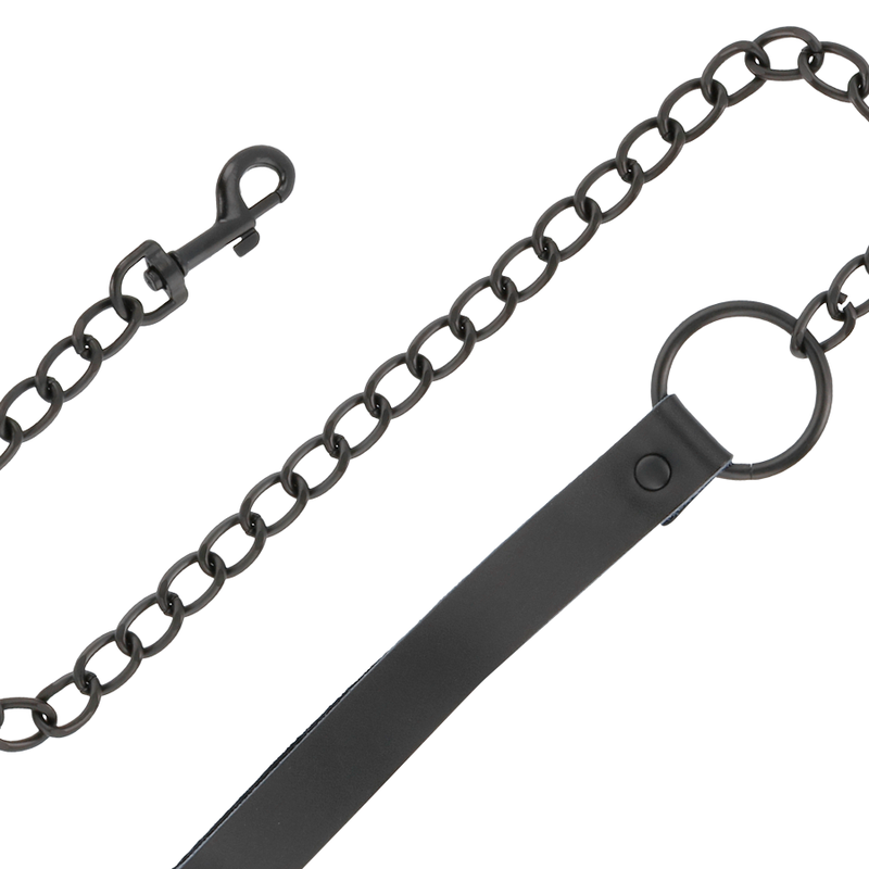 DARKNESS - BLACK LEATHER HANDCUFFS AND COLLAR - Imagen 5