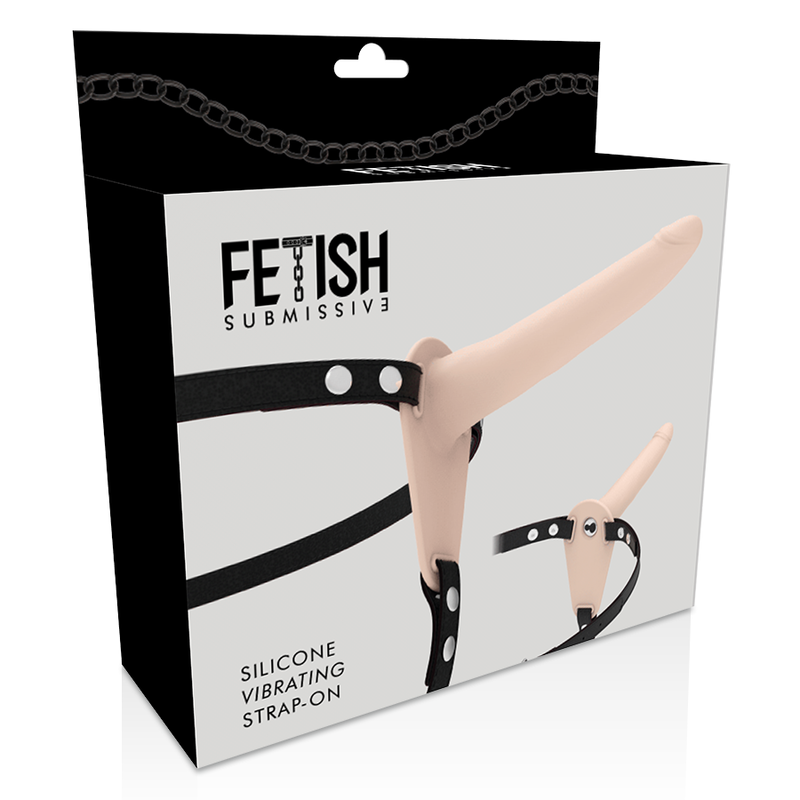 FETISH SUBMISSIVE HARNESS - FLESH SILICONE VIBRATOR 15 CM - Imagen 3