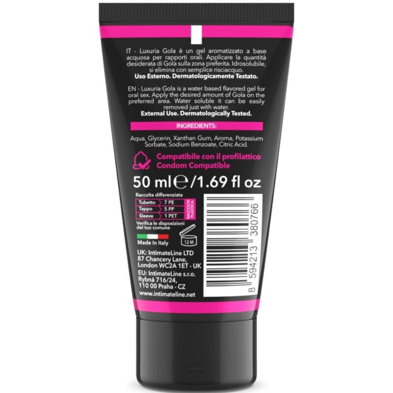 INTIMATELINE LUXURIA - ORAL SEX GEL CHERRY FLAVOR 50 ML - Imagen 2