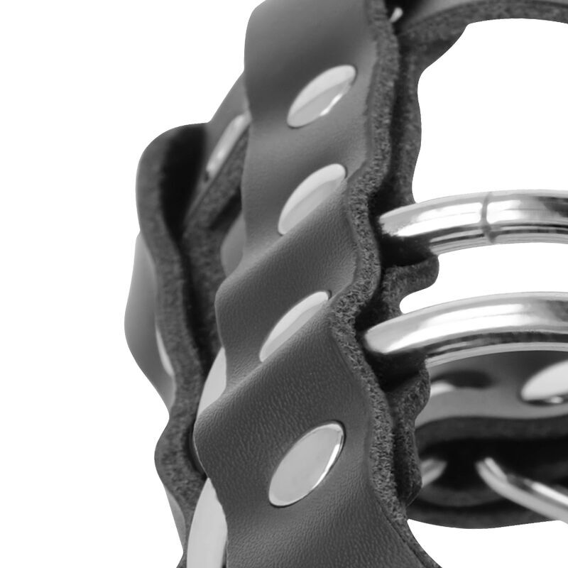 DARKNESS - LEATHER CHASTITY CAGE WITH LOCK - Imagen 4