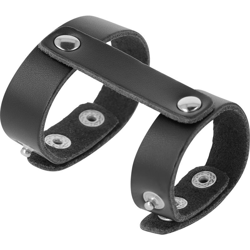 DARKNESS - LEATHER ADJUSTABLE PENIS AND TESTICLE RING - Imagen 3